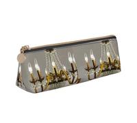 jingong Pochette triangulaire en cuir pour lustre de salle de bal avec intérieur spacieux, fermeture éclair pour outils d'écriture, bureau, blanc, Taille unique, Trousse de maquillage