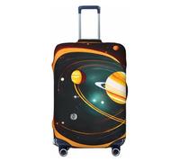 jingong Solar System Jupiter Saturn Print Couvercle de bagage élastique Résistant aux rayures et à la poussière, Noir , S