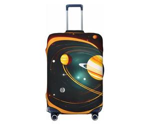 jingong Solar System Jupiter Saturn Print Couvercle de bagage élastique Résistant aux rayures et à la poussière, Noir , S