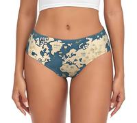 jingong Sous-vêtement triangle imprimé carte du monde pour femme - Short basique confortable et doux - Sous-vêtements élastiques, Noir , 4XL