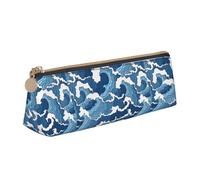 jingong Stormy Sea Triangle Étui en cuir avec intérieur spacieux, fermeture éclair pour outils d'écriture, bureau, blanc, Taille unique, Trousse de maquillage