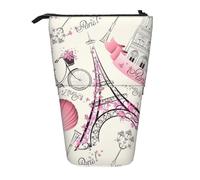 jingong The Paris Tower and a Bicycle Trousse à crayons multifonction Sac de rangement Trousse de maquillage Convient pour le bureau et le transport quotidien, Noir , Taille unique, Pochette à monnaie