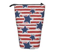 jingong Trousse à crayons multifonction avec motif drapeau à rayures et étoiles rouges et blanches, convient pour le bureau et le transport quotidien, Noir , Taille unique, Pochette à monnaie
