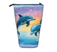 jingong Trousse multifonction Dolphins in Love - Sac de rangement et de maquillage - Convient pour le bureau et le transport quotidien, Noir , Taille unique, Pochette à monnaie