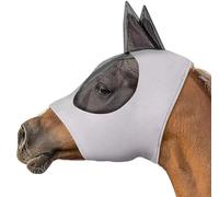 Jingsen Masque de tête de cheval, masque respirant pour les yeux, masque anti-moustiques et mouches, équipement de protection pour cheval, fournitures équestres, cultures d'équitation (gris, taille