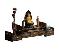 JINGSHIQIAOPL Autel Bouddhiste Chinois Vintage, Armoire D'Autel à 5 Tiroirs de Rangement avec Poignées en Laiton, Étagère Bouddhiste pour Statues de Bouddha et Objets Spirituels, 88 x 24 x 25 cm
