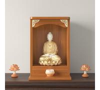 JINGSHIQIAOPL Autel Bouddhiste en Bois Massif Épais, Autel Mural et de Table, Étagère Bouddhiste pour Statues de Bouddha et de Guanyin CAI Shen, Table D'autel Personnelle(Brown,40x36x74cm/16x14x29in)