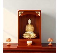 JINGSHIQIAOPL Autel Bouddhiste en Bois Massif Épais, Autel Mural et de Table, Étagère Bouddhiste pour Statues de Bouddha et de Guanyin CAI Shen, Table D'autel Personnelle(Red,40x36x74cm/16x14x29in)