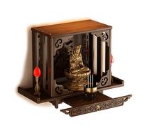 JINGSHIQIAOPL Autel Bouddhiste Mural, Petite Table D'autel avec Plateau Rétractable et Décor Sculpté, Table D'Autel de MéDitation avec Poignées en Métal pour La Méditation(66cm/26in)