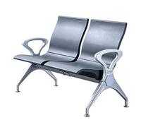 JINGSHIQIAOPL Banc 2 Places Acier avec Assise en PU, Chaise Salle D'attente Robuste pour Bureaux, Hôpitaux, Aéroports et Halls d'accueil(Gray)