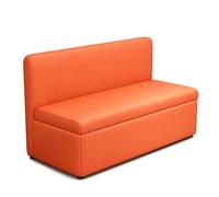 JINGSHIQIAOPL Banc d'Attente 2 Places avec Rangement Similicuir PU Capacité 150 kg pour Bureau Lobby Réception(Orange,160x40cm/63x16in)