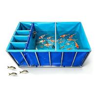 JINGSHIQIAOPL Bassin à Poissons Pliable en PVC avec Structure en Acier galvanisé pour Jardin Élevage de Kois et aquaculture en Plusieurs Compartiments, sans travaux(300x100x100cm/118x39x39in)
