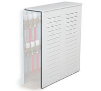 JINGSHIQIAOPL Cache-radiateur Élégant avec Lamelles de Ventilation, Cache Radiateur Ajustable en PVC, Montage Facile, Étagère de Rangement pour Salon et Chambre à Coucher, Blanc(60x60x20cm/24x24x8in)