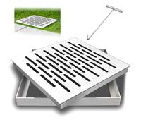 JINGSHIQIAOPL Cadre Carré Couvercle de Regard en Acier Inoxydable 304, Regard de Visite Invisible, Regard Eau Pluviale pour Grille de Récupération d'eau de Pluie, Cuisine, Rue(25x25x2cm/10x10x0.8in)