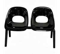 JINGSHIQIAOPL Chaise d'Attente Commerciale 2 Places Acier 250 kg pour Clinique et Bureau, Siège de Réception pour Espace Public(Black)