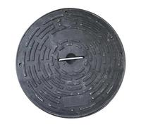 JINGSHIQIAOPL Couvercle de Regard et Cadre Noir, Couvercle Fosse Septique Plastique PE avec Poignée, Regard Eau Pluviale Ronds pour Jardin, Allée, Trottoir, Couvercle de Bassin D'égout(46cm/18in)