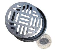 JINGSHIQIAOPL Regard Eau Pluviale Extérieure Noire, Grille Ronde Creuse en Fonte Ductile, Couvercle Rond de Bassin D'égout pour Jardins, Parkings et Allées, Charge Maximale 1 Tonne(40x40cm/16x16in)
