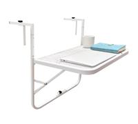 JINGSHIQIAOPL Table D'appoint Exterieur Pliante pour Balcon avec Hauteur Réglable, sans Perçage, Table de Balcon pour Les Petits Balcons, Terrasses, Espaces de Travail et Repas en Extérieur(White)