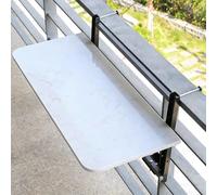 JINGSHIQIAOPL Table de Balcon Pliante à Hauteur Réglable, sans Perçage, Table Balcon Rabattable pour Les Petits Balcons, Terrasses, Espaces de Travail Et Repas en Extérieur(White,80x35cm/32x14in)