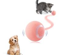 JINGSHUBO Balle interactive pour chat - Rechargeable par USB - Jouet pour chat avec lumière et chaton auto-rotatif - Cadeau (rose)