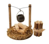 Jingtops 2pcs Accessoires Lutin Farceur De Noel,DéCoration De NoëL Figurine ChaudièRe RéTro,Creche De Noel Lumineuse CrèChe De Feu De Camp,Village De Noel Miniature Feu De Joie Pastoral
