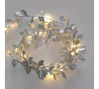 JINGTOPS Guirlande Lumineuse avec Feuilles Artificielle Lumières LED Décoratives à Piles, Guirlande de Feuilles d'Argent Doré 10 M 100 LED, Chaîne Lumineuse d'Automne pour Intérieur (argent)