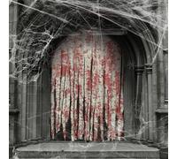 JINGTOPS Rideau Halloween Decoration Tissu Noir,2 Pièces Rideau Porte Entrée 100 * 165cm,Deco Porte Halloween Drap Noir avec Toile D'araignée Et Araignée,Décoration Extérieure Ntérieur Party (Rouge)