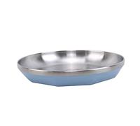 JINGYAN Assiettes plates Stainless Steel Dinner Plates Steak Round Tableware Plate Dessert Salad Snack Dinnerware Cake Plate