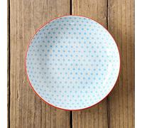 JINGYAN Assiettes plates Vaisselle en céramique.Impression couleur Sous-glacer la plaque de steak dans l'hôtel Restaurant de 8 pouces Marque de couleur de 8 pouces(Blue)