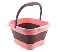 JINGYAN Bains de pieds Foot Soaking Bath Basin Collapsible Soak Feet Spa Massage Bucket With Handle Pedicure For Stress Relief(Red)