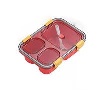 JINGYAN Boîte à bento 3/4/5Grids Lunch Box Bento Box Lunch Containers For Adult Picnic Bento Lunch Box Microwave(3 Grid Red)