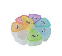 JINGYAN Boîtes de rangement 7 Days Medicine Pill Box Mini Round Portable Storage Trip Vitamin Box Species Tablet Holder Organizer Container Cases(Colorful-White)
