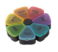 JINGYAN Boîtes de rangement 7 Days Medicine Pill Box Mini Round Portable Storage Trip Vitamin Box Species Tablet Holder Organizer Container Cases(Colorful-Black)