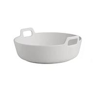 JINGYAN Bols Creative Ceramic Salad Bowl with Double Handle Extra Deep Porcelain Serving Dish for Fruit Nuts Vegetable Plate Tableware(White)