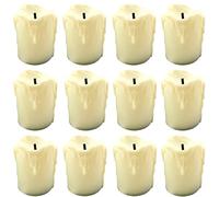 JINGYAN Bougies décoratives 3/6/12Pcs Flameless Candle Light Bright Battery Operated Tea Light With Realistic Flames Christmas Holiday Wedding Home Decor(6PCS,Ivory)