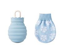 JINGYAN Bouillottes 1 PC Sac à eau chaude en silicone micro-ondes vivant gel hiver la main bouteille chaleureuse chaleur chauffage de silice bouteilles couvre-tricot(Blue)