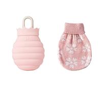 JINGYAN Bouillottes 1 PC Sac à eau chaude en silicone micro-ondes vivant gel hiver la main bouteille chaleureuse chaleur chauffage de silice bouteilles couvre-tricot(Pink)