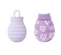 JINGYAN Bouillottes 1 PC Sac à eau chaude en silicone micro-ondes vivant gel hiver la main bouteille chaleureuse chaleur chauffage de silice bouteilles couvre-tricot(Purple)