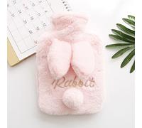 JINGYAN Bouillottes 1pc adorable eau chaude Pvc Bouteille Pieds à la main Temps de chaleur en peluche Sac Soft Cozy Cover Heat Hiver Cadeau d'hiver(White)