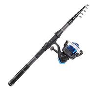 JINGYAN Cannes à pêche Canne à pêche et avec Moulinet, Fibre de Carbone Canne télescopique Reel Combo, Mer Saltwater d'eau Douce Kit, 1.8M /2.1M/ 2,4M /,7M /3.0M(Black,2.1m)