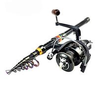 JINGYAN Cannes à pêche Fishing Rod and Reel Combo Set Telescopic Carbono Fiber 1.8-3.6M Spinning(2.1M)