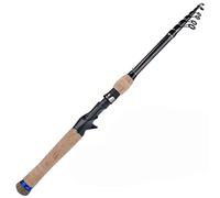 JINGYAN Cannes à pêche Telescopic Lure Rod 1.8M 2.1M .4M .7M Carbon Fiber Cork Wood Handle Spinning Fishing Pole Tackle(Blue,2.1 m)