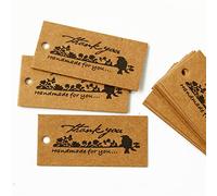 JINGYAN Cartes de vœux 50pcs Bird Thank you Handmade DIY Kraft Gift Tag Party Wedding Message Hang Craft Cards Label Hemp String Included