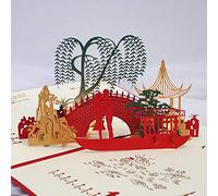 JINGYAN Cartes de vœux Style chinois lumière carte de voeux en trois dimensions, décoration bureau créative bénédiction