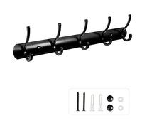 JINGYAN Cintre Heavy Duty Steel Coat Hooks Wall Mounted,Multifunction Double 5 , Black Hangers Mounted for Coats, Towel, Key Suit for Bathroom,Bedroom, Living Room