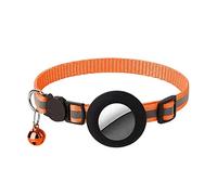 JINGYAN Colliers Classiques pour Chiens Cat Collar, Reflective with Bell and Waterproof Case Compatible for Airtag Holder,Safety Buckle(Orange Red)