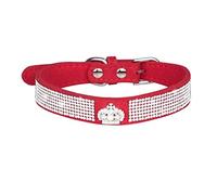 JINGYAN Colliers Classiques pour Chiens Collier de Chien Strass Puce Cuir Crystal Diamond Chiot Colliers Chat d'animaux Compagnie Fournitures Accessoires for(Red,M)