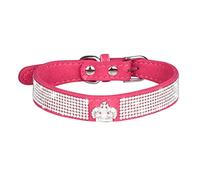 JINGYAN Colliers Classiques pour Chiens Collier de Chien Strass Puce Cuir Crystal Diamond Chiot Colliers Chat d'animaux Compagnie Fournitures Accessoires for(Rose Red,S)