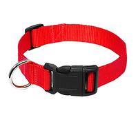 JINGYAN Colliers Classiques pour Chiens Nylon Webbing Dog Collar Heavy Duty Clip Buckle Pet for Small Medium Dogs Red Black Blue Purple(Red,M)