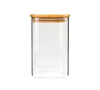 JINGYAN Conteneurs de stockage de café Square Wood Transparent Glass Jars with Lid Canister Storage Bottles Jars Food Grains Tea Coffee Grains Containers Kitchen Items